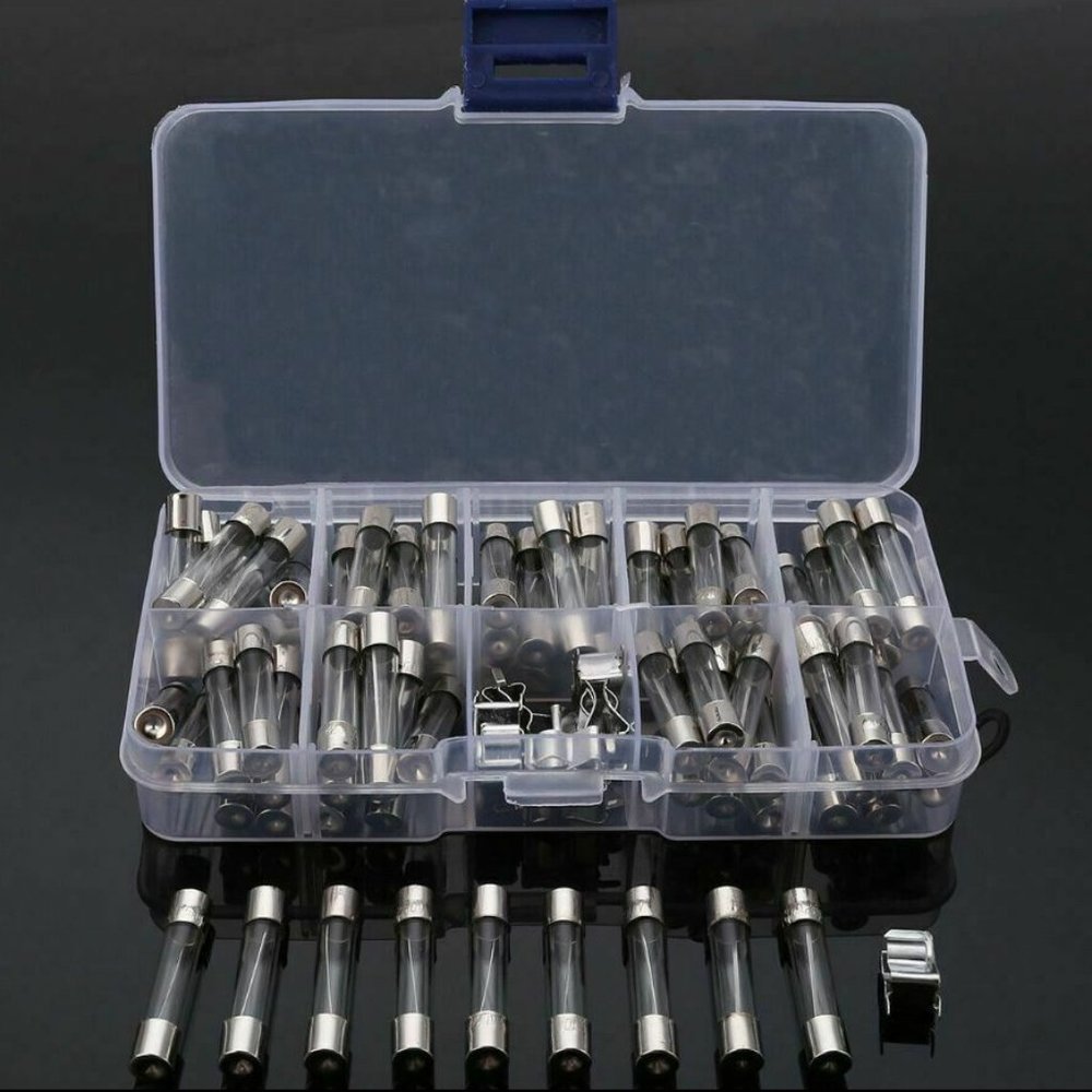 72 Pcs AGC Auto Glass Fuse 0.5A to 30A ( 6mm X 30mm) Kit (9)Assorted Sizes W/Box